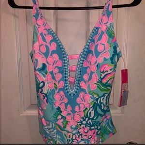 Lilly Pulitzer Jaspen aqua la vista swimsuit size 4